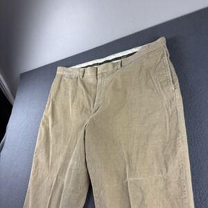 LL Bean Pants Men's 44x32 Beige Corduroy Classic Stretch Baggy Wide Leg Big